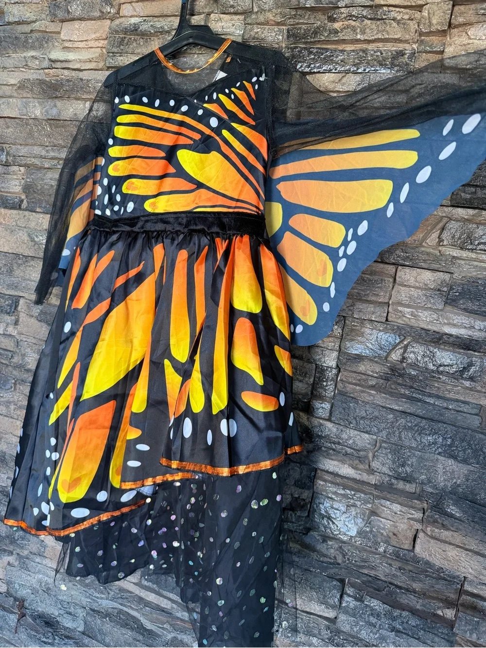 Black Orange Yellow Butterfly Wing Costume Dress